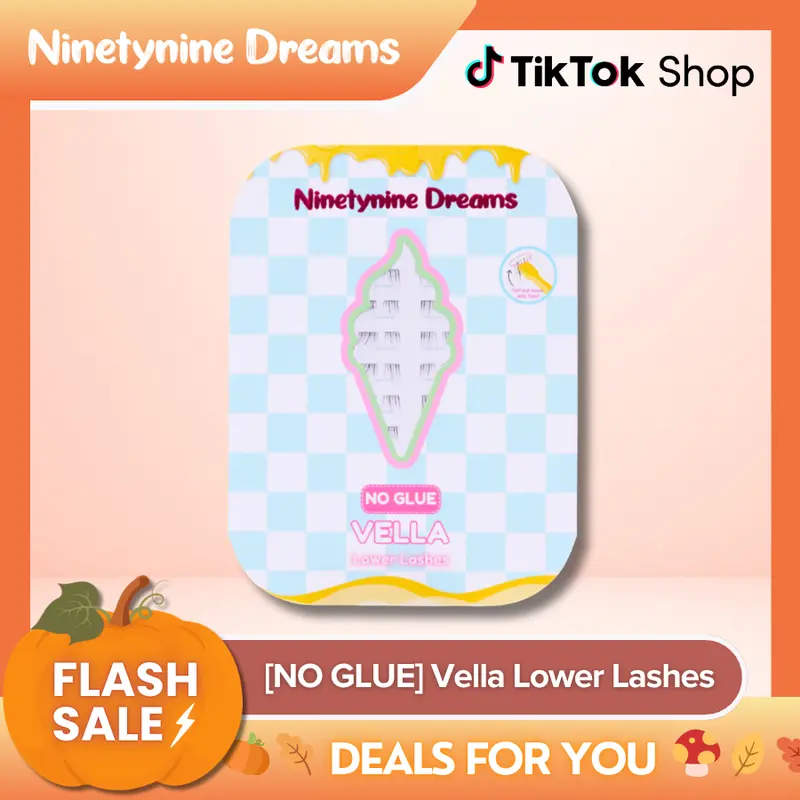 Ninetynine Dreams [NO GLUE] Vella Lower Lashes | Self-Adhesive Pre-Glued Press-On Bottom Lashes, Airy Soft Natural Lower False Eyelashes, Lightweight Wispy Lower Lashes, Beginner Friendly Self Stick Synthetic Lower Lashes for Everyday Makeup