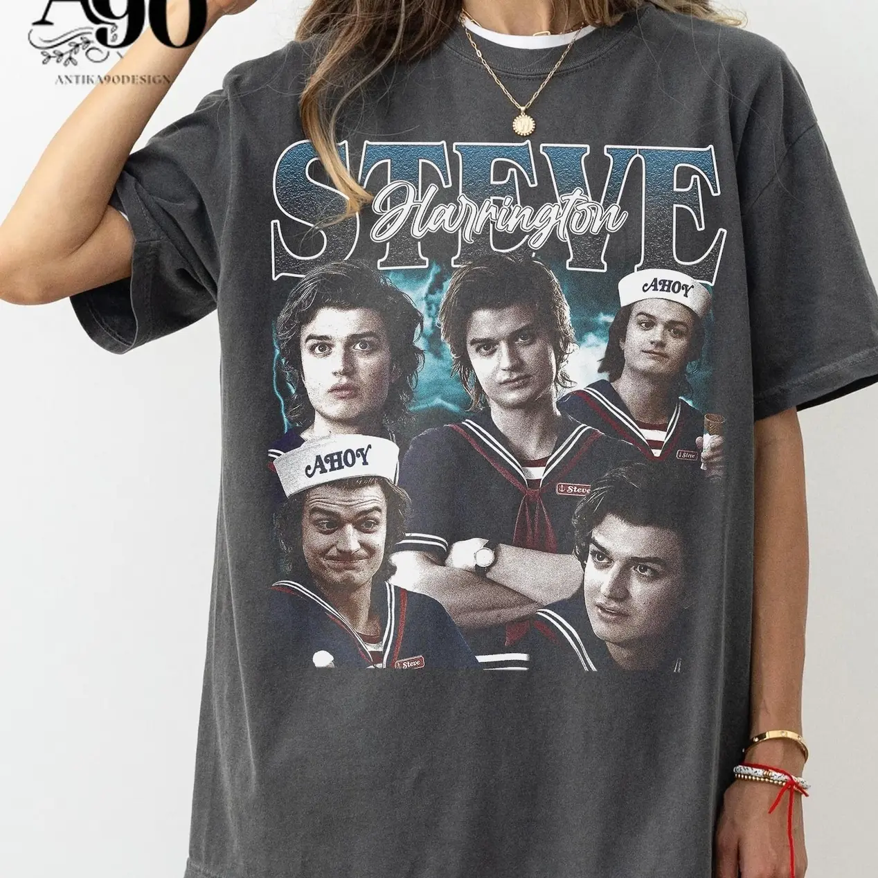 Youth & Adult Steve Harrington Vintage T-Shirt, Graphic T Shirt Gildan, Cotton Casual Movie Fans Tee, menswear Top Streetwear LP0HB