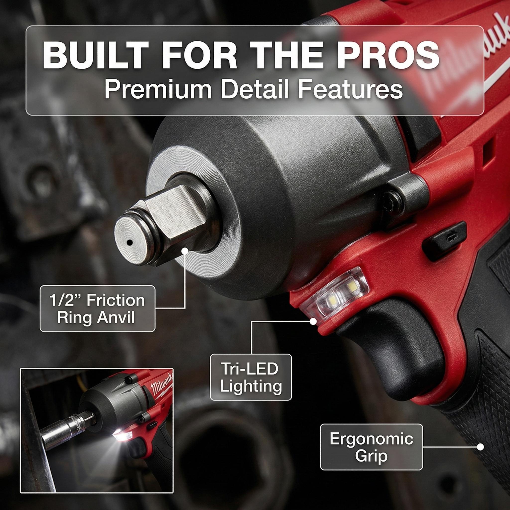 Milwaukee M18 900Nm FMTIWF12 Cordless Impact Wrench Kit With Battery Charger For Mechanics Automotive Tools Compact Size High Torque