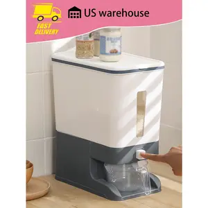 1pc,22 Lbs Rice Dispenser With Measuring Cup,Large Rice Container, Food Storage Containers For Rice, Corn,Soybean & Oatmeal Kitchen Utensils