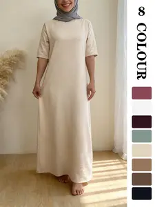 Muslim Sleepwear 8 Colors 5 Sizes, Fashion Muslim Short Sleeve Dress, Slimming Comfortable Breathable, Essential Home Wear for Women