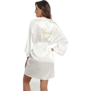Women's Pure Bride Robes Embroidery Bridesmaid Robes Bridal Party Kimono Robes Wedding Sleepwear