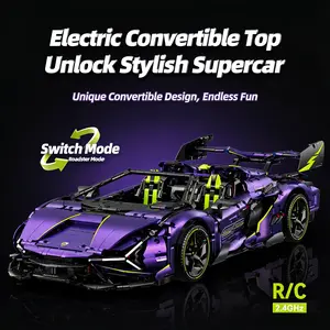 Raceforge Lamborghini 1:8 Scale Model Meteor Purple Super Sports Car Building Block Convertible Fidget Toy for Kids