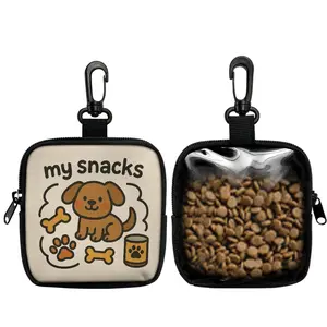 Cute Dog Treat Pouch with Clip Portable Mini Snack Bag for Walkies Transparent Back to Check Food Level Waterproof & Durable Zipper Storage Perfect for Puppy Training Rewards & Daily Dog Walking Essentials