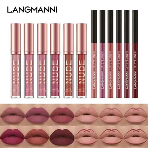 12-Piece Lipstick Set, 6+6 Lip Gloss & Liner Combo, Matte Non-Stick Lip Color, Perfect Christmas Gift, Liquid Form