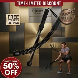 Cordless Battle Ropes - Portable Home Gym Workout Equipment for Full Body, Core Strength Resistance Training, Arm Fitness, Indoor & Outdoor Use