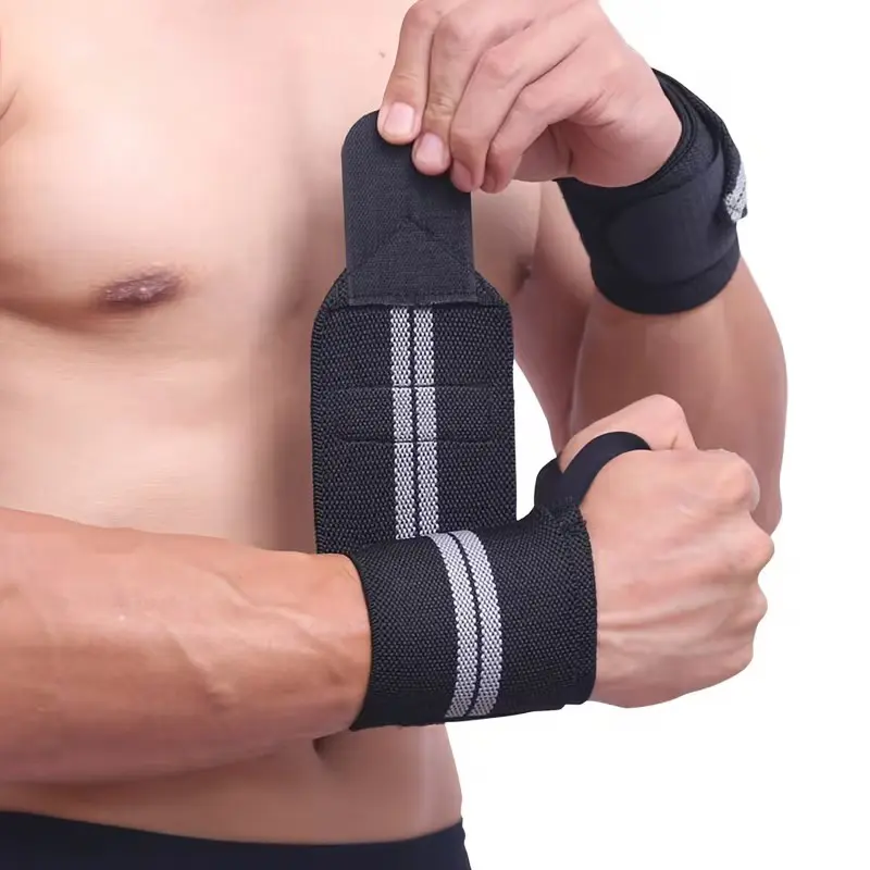 Unisex Adults' 2-Pack Thick Cotton-Elastic Wrist Wraps with Thumb Loops, Adjustable Strap, Contour Fit, Comfortable Protective Gear for Powerlifting, Weightlifting, Stabilization & Tension Reduction