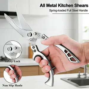 Ultimate Heavy-Duty Multipurpose Kitchen Shears - Stainless Steel Extra-Sharp Blades, Spring-Loaded Design & Dishwasher-Safe, Perfect for All Food Cutting Needs