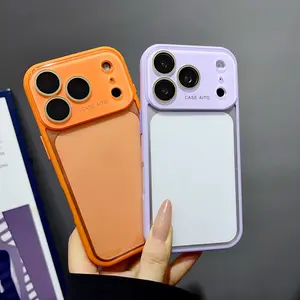 New Trending Simple Luxury Summer Orange Pink HD Crystal Clear Acrylic iPhone Case with Camera Lens Protectors, Anti-Yellow Shockproof Silicone Cover for Apple 17 Pro Max, 16, 15, 14, 13 – Summer Gift,Summerwins skin-feel soft tpu