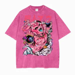 "MAJINFLUX" - DB Series Anime Kid Buu Vintage / Acid Washed Oversized T-Shirts ZYT