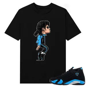 Unisex T-shirt To Match Sneakers Jordan 14 Black & University Blue - MJ Tip Toe x AJ14. 100% Cotton for Casual Wear. Comfortable Summer Unisex T-Shirt to match Jordan Sneaker. Streetwear Style. urban outfitters