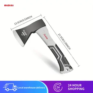 Heavy Duty Multi-Functional Axe with Heat-Treated Black Oxidized Blade and Non-Slip Rubber Handle - Durable Metal Construction Suitable for Yard Work, Camping, Survival - Ergonomically Designed Jungle Tool for Outdoor Enthusiasts, Wood Cutting Axe, Campin