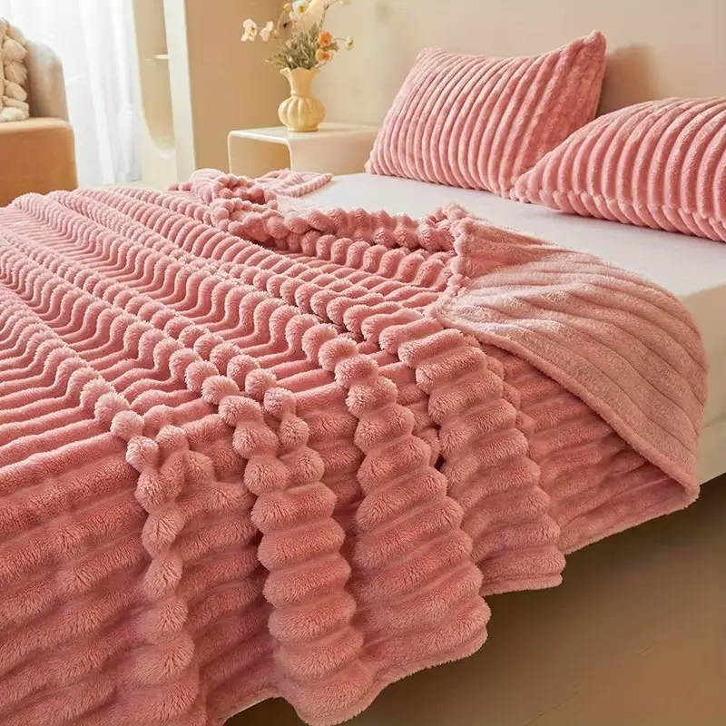 Plush Throw Blanket - Soft Flannel Fleece Decorative Thick Warm Fluffy All-Season Weight Blanket for Sofa, Bed, Living Room Home Decor, Bedding Linen (Solid Color), Decorative Blanket