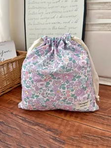 Portable Storage Bag, Travel Cosmetic Organizer, Makeup Pouch, Boho Style Drawstring Pouch, Ditsy Floral Print, All Seasons Use, Mom Bag, Travel Essentials, Travel Cosmetic Bags, Travel Accessory, Travel Beauty Bag