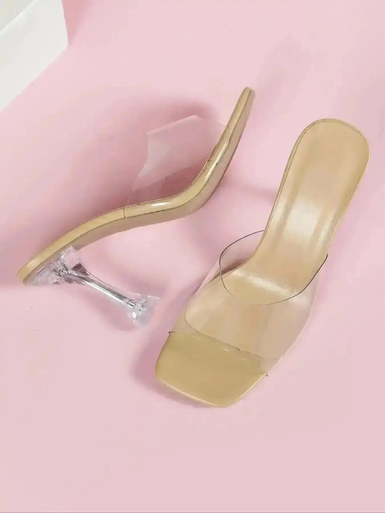 2026 Women's Fashionable Transparent PVC High Heels Clear Sandals Elegant Square Toe Slingback for Party Daily Clothing Decor Women Girls travel shoes vacation summer essential strappy go to ready Stylish sleek sporty