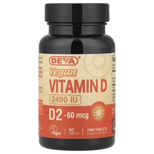 Deva Vegan Vitamin D2, 60 mcg (2,400 IU), 90 Tablets Deva Vegan Vitamin D2, 60 mcg (2,400 IU), 90 Tablets