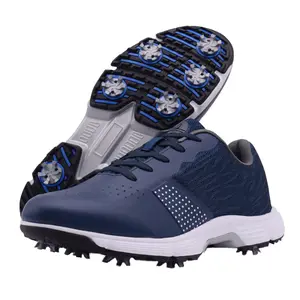 Men's Golf Shoes with Spiked Wide Fitting Golf Footwear Non-Slip Breathable Outdoor Casual Trainers Big Size Professional Spikes Non-Slip Mesh Breathable Golf Sport Training Sneakers Men
