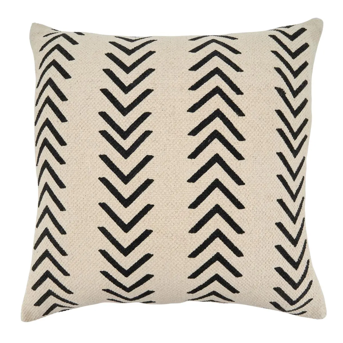 212 MAIN 22 in. Square Poly-Filled Throw Pillow - Cotton Fiber Construction, Natural Chevron Design, Rustic Accent, Square Shape, for Bedding & Linens, Bedroom Use