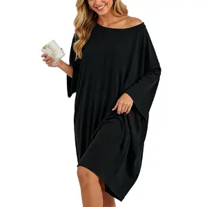 Women's Plus Size Chic Pregnancy Pajamas - Short-Sleeve Loungewear Sleep Dress with Pocket, Stylish Sport & Outdoor Relaxation Sleepwear