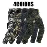 Men's Green Hunt-Ready Camo Polyester Casual Cargo Pants - Durable, Windproof EDC Cargo Bottoms with Drop Pockets, Menswear Trail-Tough Pants for Hiking, Light Outdoor Use
