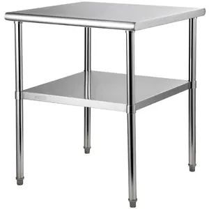 VEVOR Stainless Steel Prep Table, TikTokShopBlackFriday, 30 x 30 x 36 Inch, 800lbs Load Capacity Heavy Duty Metal Worktable with Adjustable Undershelf & Feet, Commercial Workstation for Kitchen Garage Restaurant Backyard