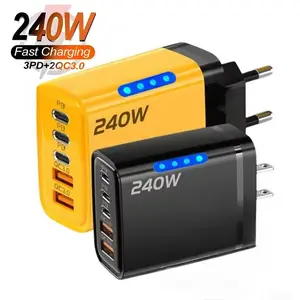 240W 5 in 1 USB C GaN Desktop portable Charger Fast Charge Phone Adapter 10A Type C Cable For Phone Charger