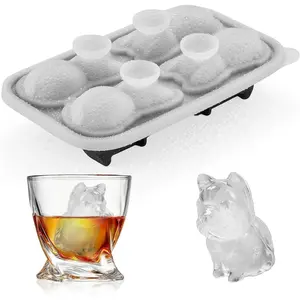 French Bulldog Ice Cube Mold, 4 Hole Fun Shapes Large Frenchie Bull Dog Ice Cube Tray for Whiskey,Cocktail,Bourbon, Cute Novelty French Bulldog Gifts for Decor, BPA Free Silicone Utensils