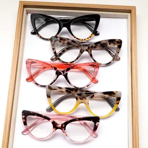 5 Pack Fashion Cat Eye Reading Glasses for Women Blue Light Blocking Oversized Spring Hinges Computer Readers Plastic Material Comfortable & Stylish