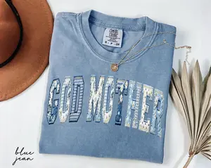 Comfort Colors Godmother Shirt, Floral Faux Patchwork Godmother Tee, Godmother Proposal Gift, Baptism Gift From Godchild, Pregnancy Reveal