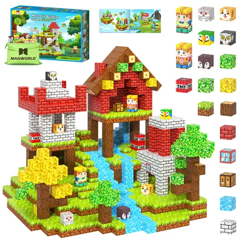 Coodoo BPA-Free 150 Pcs Universal Magnetic Building Cubes Kit, Buildable Blocks Set Maths Toys with Drawstring Bag, STEM Montessori Sensory Hands-On Children Development Toys, Kids' Birthday Gift