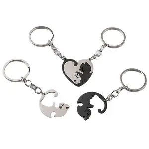 2026 New Style Love Cat Keychain Pendant Couple Waist Hanging Anti-Loss Key Chain Ring Bag Charm Accessory
