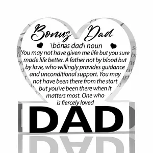 Acrylic Plaque Heart Shape Keepsake, Mini Desk Decor, Acrylic Desktop Decoration, Bedroom & Home Decor, Father's Day, Birthday, Christmas Gift, 1pc Bonus Dad Gift