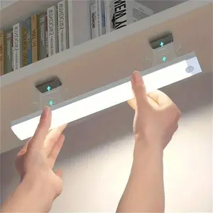 USB Rechargeable Under Cabinet Light, Motion-Sensor LED Light, Ultra-thin Wireless LED Light Bar for Kitchen Cabinet, Stairway, Hallway, Wardrobe