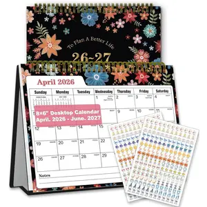 Small Desk Calendar 2026-2027 - Standing 2026 Desk Calendar, APR.2026 to JUN.2027, 8" x 6", Monthly Flip Desktop Calendar with Stickers, Your Personal Desk Planner for Home Office