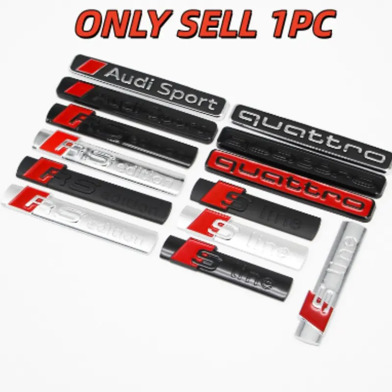1pcs Audi Car Side Badge Sticker, Back Trunk Stylish Decor, Waterproof and UV Resistant, Easy to Install for Audi Sport Models R8 Rs3 Rs4 Rs5 A3 A4 A5 S Line, Car Stickers