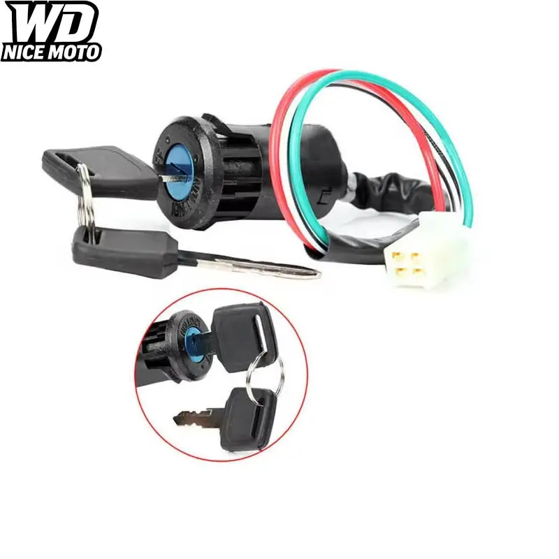 WD NICE MOTO Motorcycle Ignition Switch + Keys, Scooter Accessories for Quad Dirt Bike, Atv On/off Plastic Universal Fit Replacement Parts