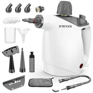 Handheld Steam Cleaner with 16 PCS Accessories, 500ML Capacity, Safety Lock – Multi-Surface Deep Cleaning for Home, Car, Bathroom (White)