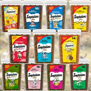 Cat Treats 14–16oz Tub – Crunchy & Soft Texture, Multiple Flavors (Chicken, Salmon, Tuna, Shrimp, Catnip & Seafood), Tasty Snack for Cats