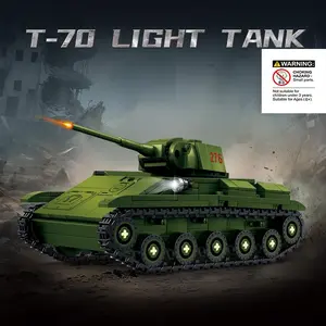 T-70 Light Tank Building Block Set, Assembly Model Stacking Blocks, Toy for Boys, Birthday Gift, Hobby Collector Holiday Creative Decoration