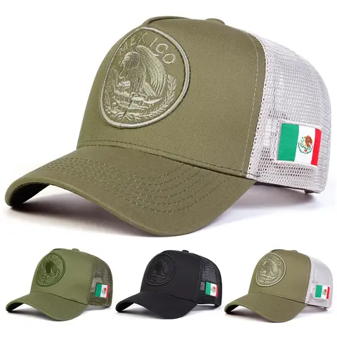 Mexican Flag Trucker Baseball Cap - Unisex Mesh Fabric Cool Hats, Adjustable Strap Casual Outfits Cap for Hiking Outdoor Sun Guard, Men's Fashion Accessory Hat