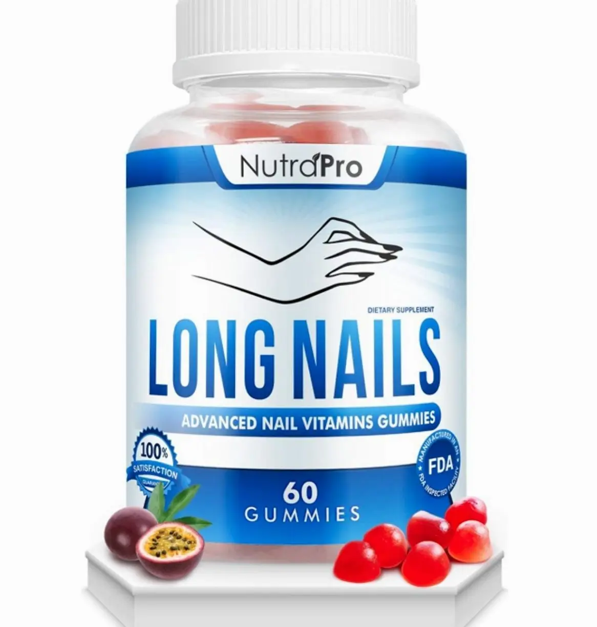 NutraPro Nail Growth Vitamins for Stronger Nail - No More Chipped Nails.Nail Strengthener and Growth Supplement Gummies – Grow Strong Long Nails with Biotin and Collagen Gummies.