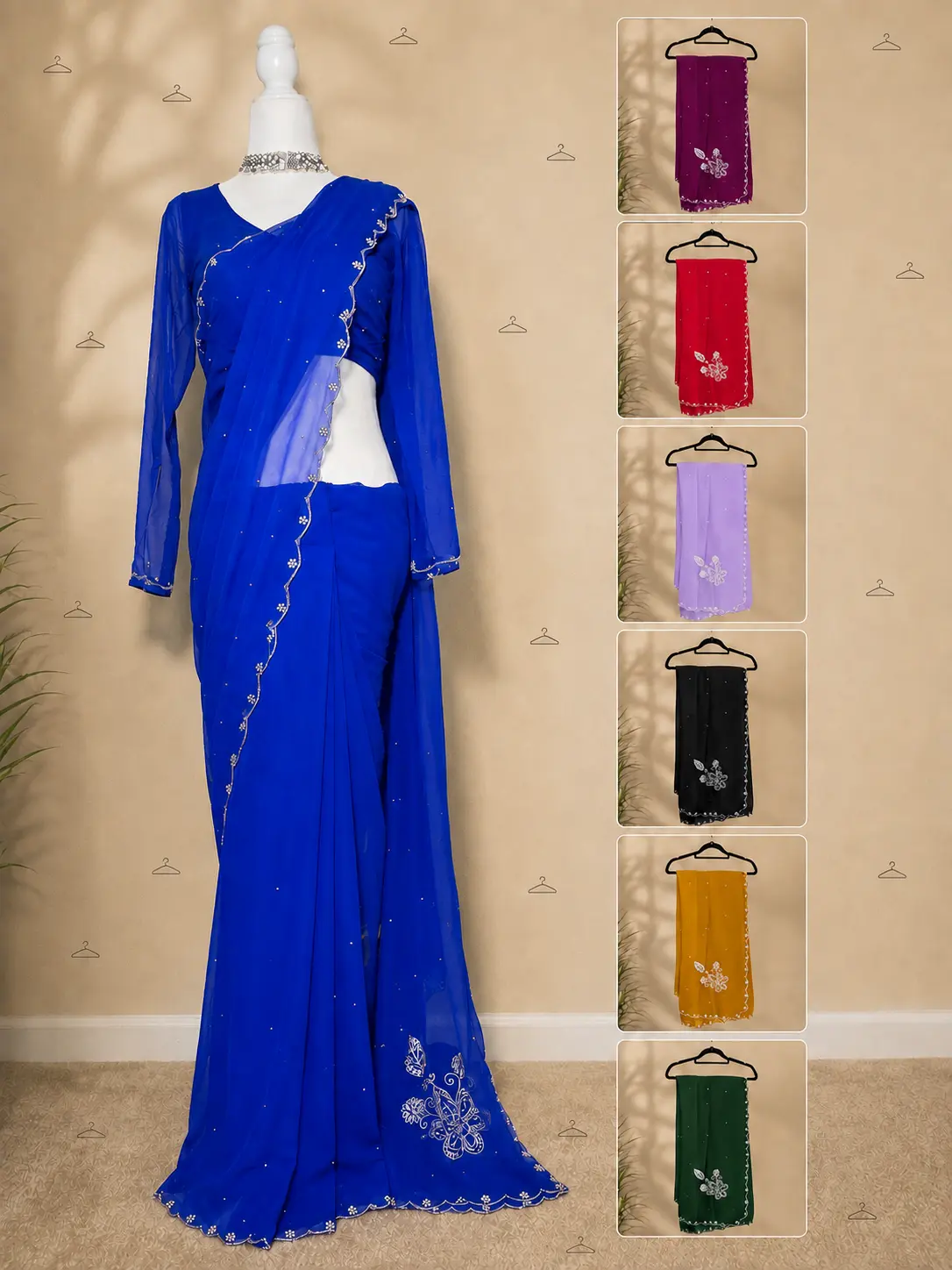25 % off - Clearance Georgette Saree (Blouse has extra stitch on back for size fixture which is why it is on clearance)