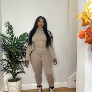 Turtle neck basic set mocha Womenswear Medium Polyester Spandex Comfort