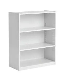3-Shelf Bookcase with Adjustable Shelves, White