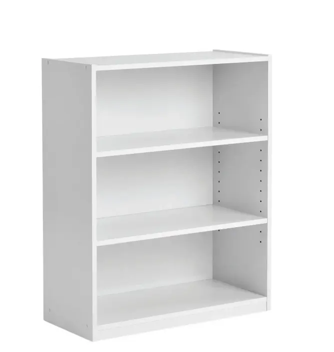 3-Shelf Bookcase with Adjustable Shelves, White 3-Shelf Bookcase with Adjustable Shelves, White