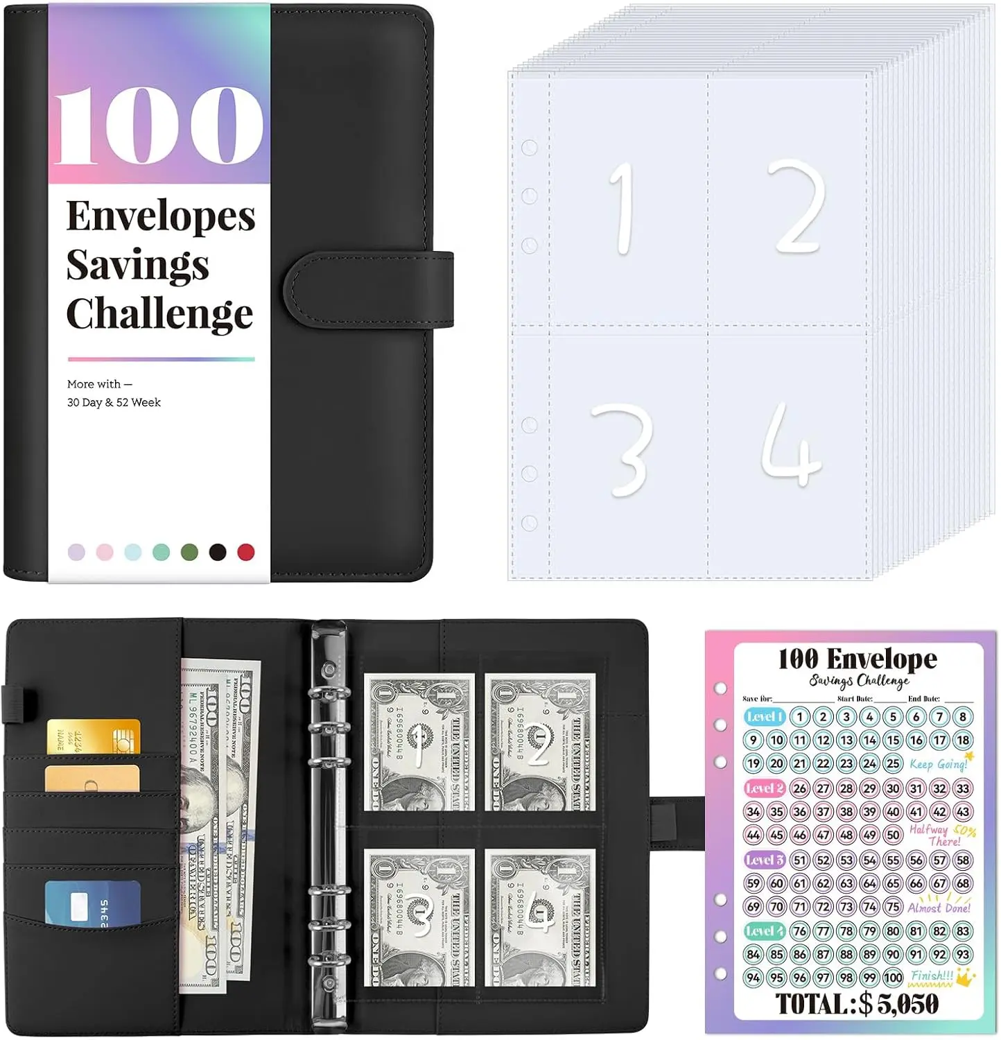 100 Envelopes Money Saving Challenge Book with Envelopes - Flexible Savings