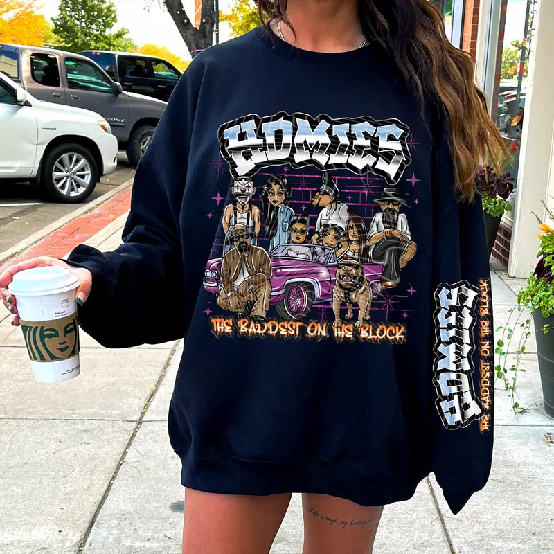 HOMIES COMFORT COLORS T SHIRT OR SWEATSHIRT, GHOST COMFORT COLORS T SHIRT, HALLOWEEN COMFORT COLORS T SHIRT, GRAPHIC T SHIRT, T SHIRT FOR WOMEN Cotton Womenswear T shirt , Casual Top
