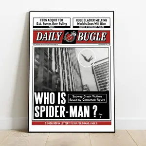 Spiderman Vintage Poster No Frame|   Spiderman Newspaper Poster|   Movie Poster|   Spiderman Wall Art