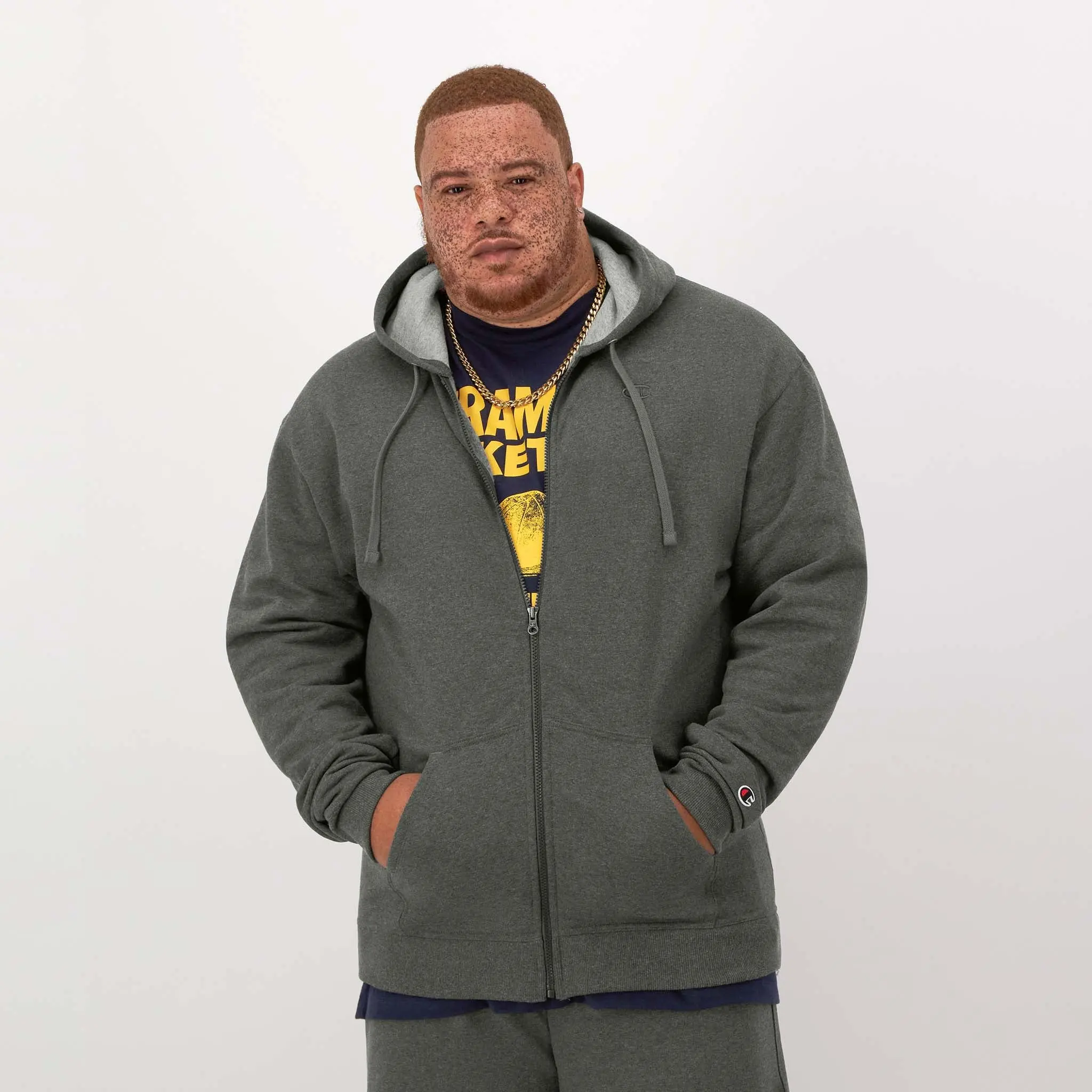 Champion Powerblend Full-Zip Hoodie, C Logo Champion Powerblend Full-Zip Hoodie, C Logo