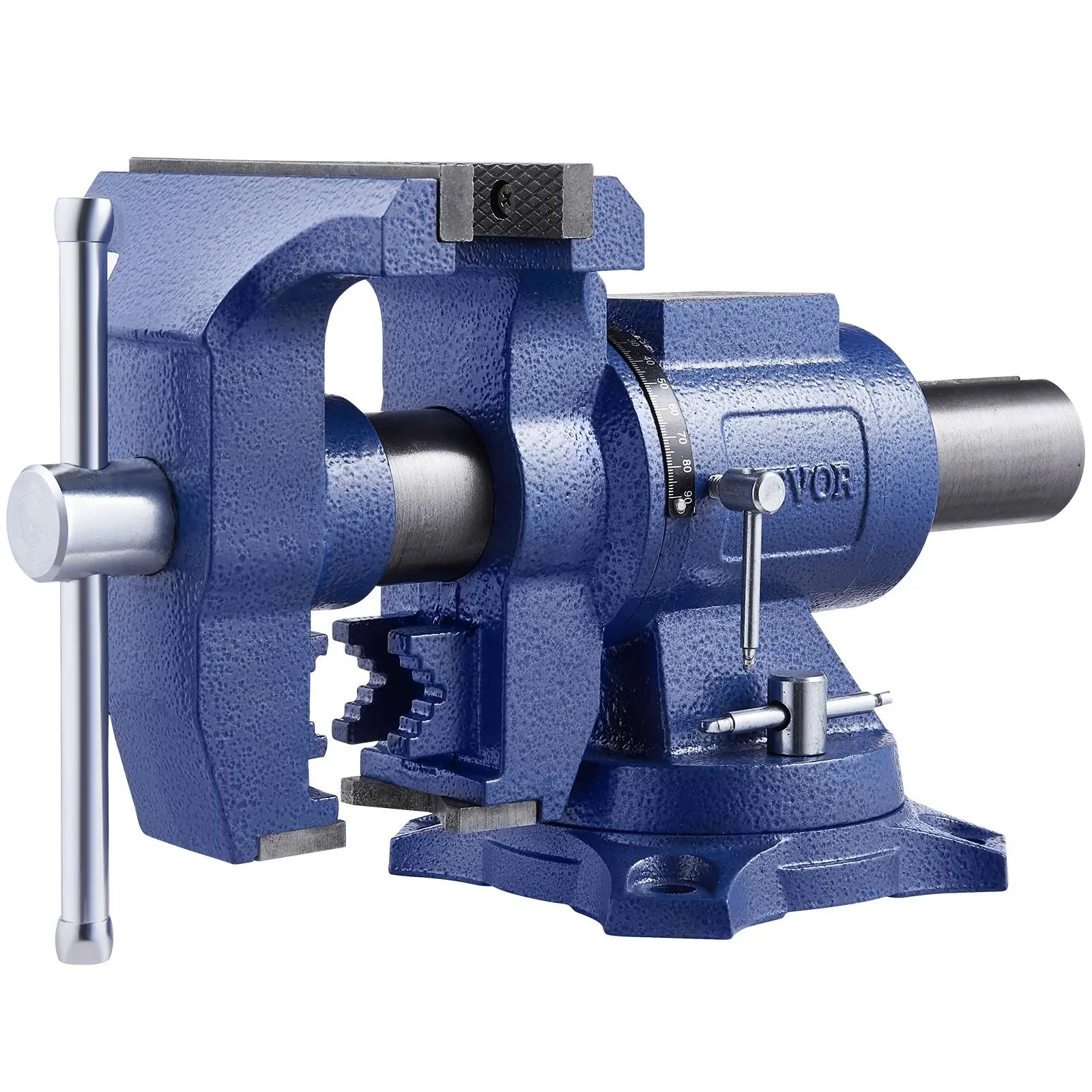 【Summerfinds】VEVOR Heavy Duty Bench Vise, 6-1/2" Jaw Width, 5" Max Jaw Opening Multi-Purpose Ductile Iron Bench Vise with Anvil, 360° Swivel Base Head, 3" Throat, 5620 lbs Clamp Force, for Pipe Repairing Metalworking
